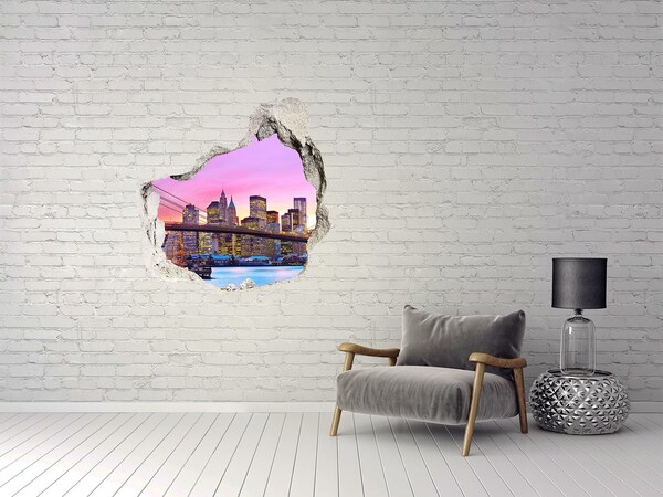 Hole in the wall decal New York skyline at sunset
