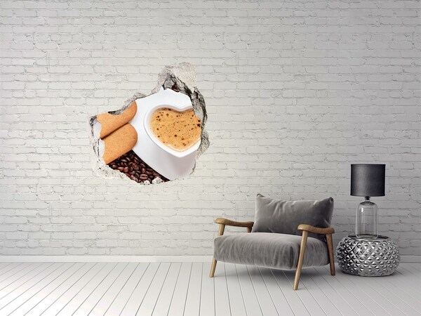 Hole wall sticker Coffee with cookies