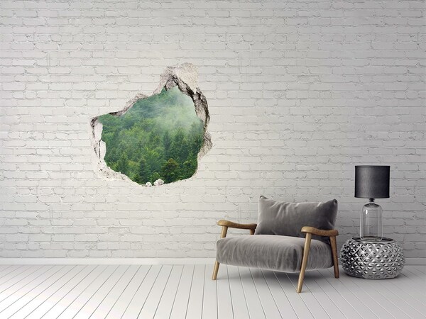 3D wall hole wallpaper Green Forest in a Hole in the Wall