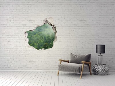 3D wall hole wallpaper Green Forest in a Hole in the Wall
