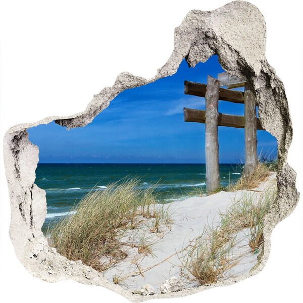 Hole wall sticker Tropical beach with a wooden pier