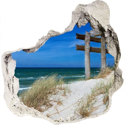 Hole wall sticker Tropical beach with a wooden pier