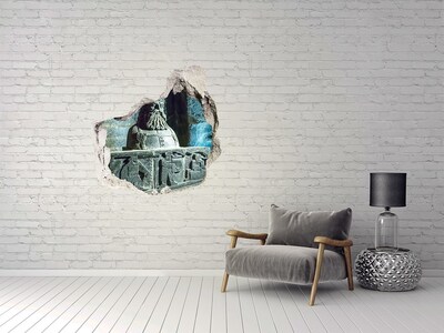 3D wall hole wallpaper Ancient cave sculpture