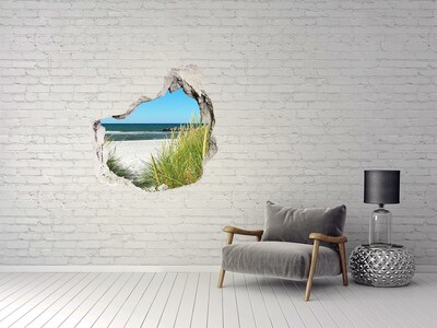 Hole wall sticker A charming beach with a view of the sea