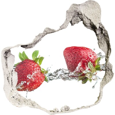 Hole in the wall decal Strawberries in water