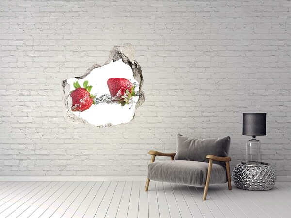 Hole in the wall decal Strawberries in water