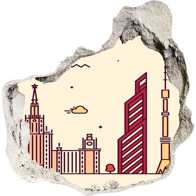 Hole in the wall decal Modern city panorama
