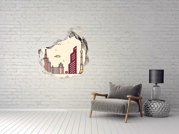 Hole in the wall decal Modern city panorama