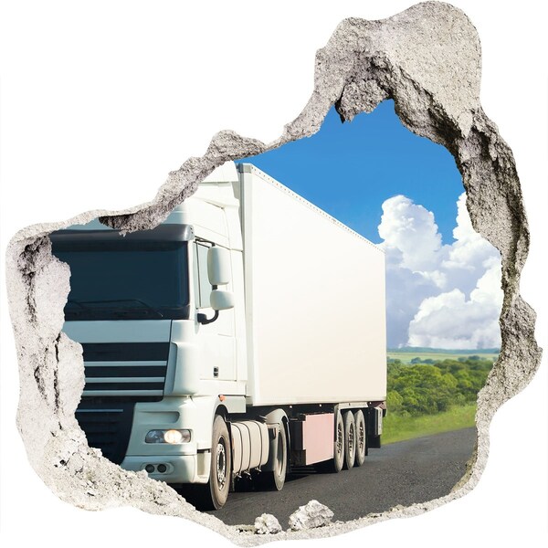 Hole in the wall decal A truck on the road through a hole in the wall