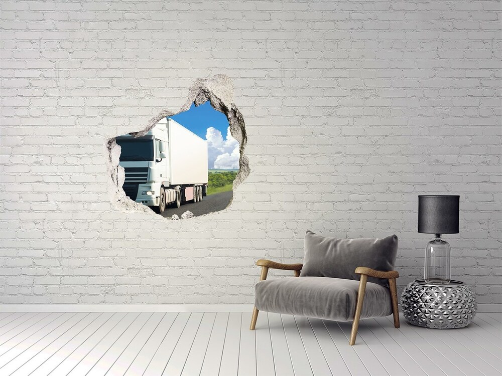 Hole in the wall decal White truck