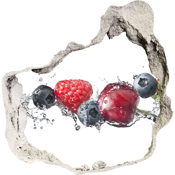 3D wall hole wallpaper Fruit Waterfall