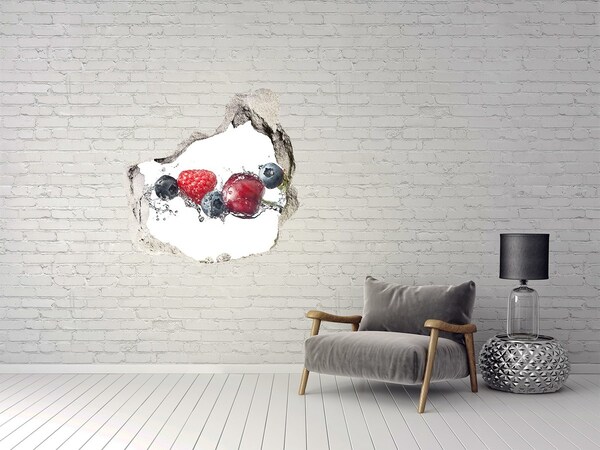 3D wall hole wallpaper Forest fruits