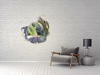 Hole in the wall decal Railway tracks in the forest