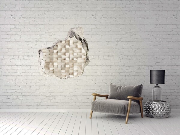 Hole in the wall decal Wooden cubes