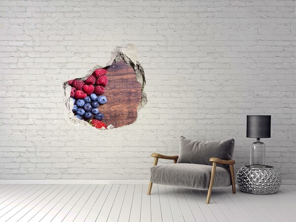 3D wall hole wallpaper Forest fruits