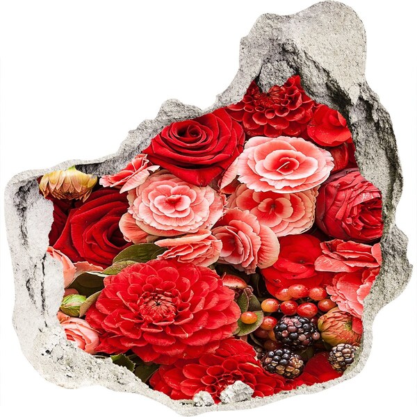 Hole in the wall sticker Red flowers