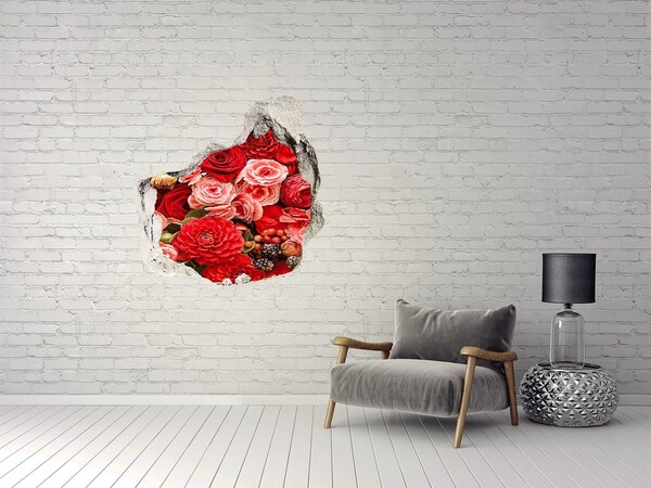 Hole in the wall sticker Red flowers