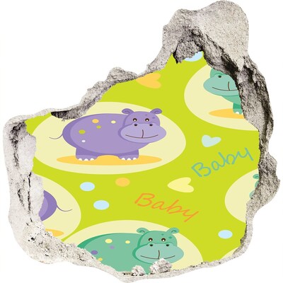 Hole wall sticker Hippos in a colorful setting