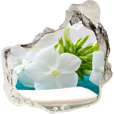 Hole in the wall decal White spa flowers