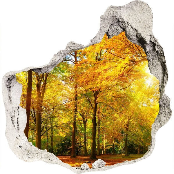 3D wall hole Forest in autumn