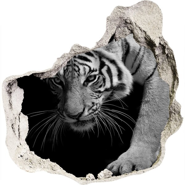 Hole wall sticker Tiger