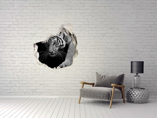 Hole wall sticker Tiger