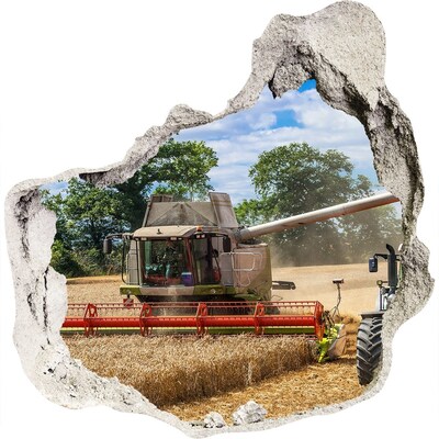 Hole wall sticker Harvester and tractor