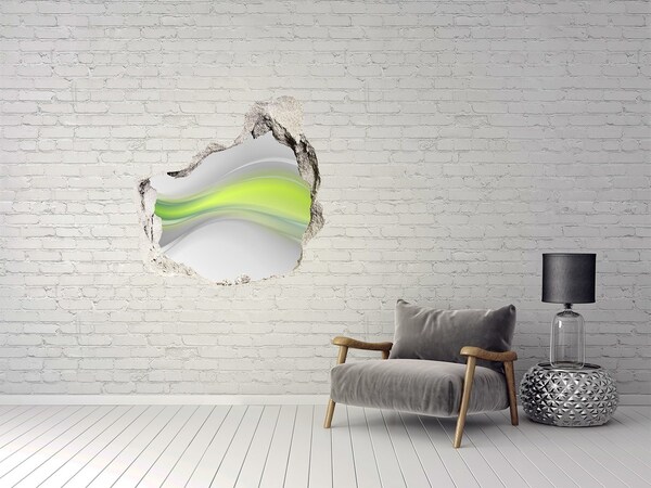 Hole wall sticker Green wave in a concrete hole