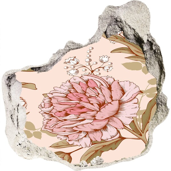 Hole wall sticker Floral pattern on a pink background