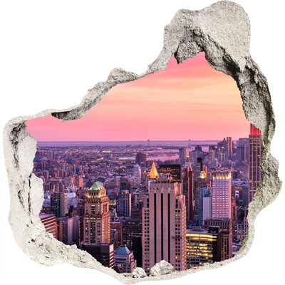 Hole wall sticker Sunset over the city