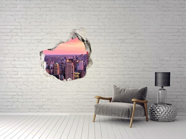 Hole wall sticker Sunset over the city