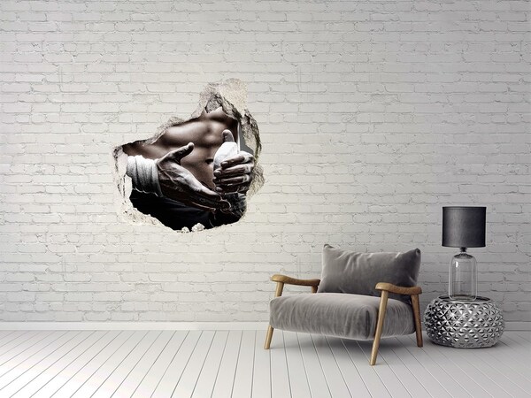 Hole wall sticker Martial arts champion