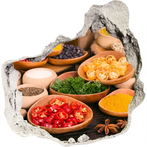 Hole wall sticker A kitchen full of spices