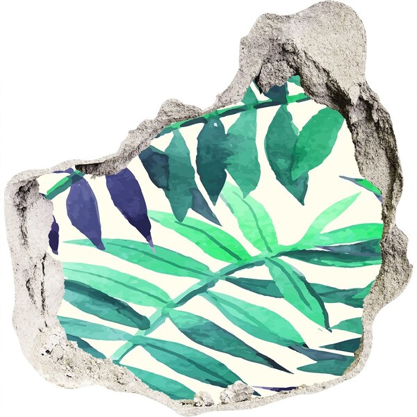 Hole wall sticker Green jungle behind the wall