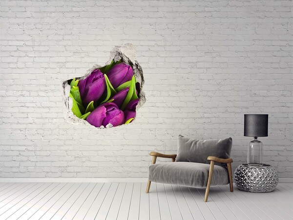 Hole wall sticker Flowers in concrete