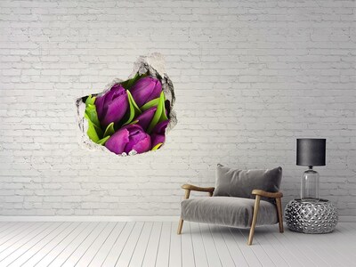 Hole wall sticker Flowers in concrete