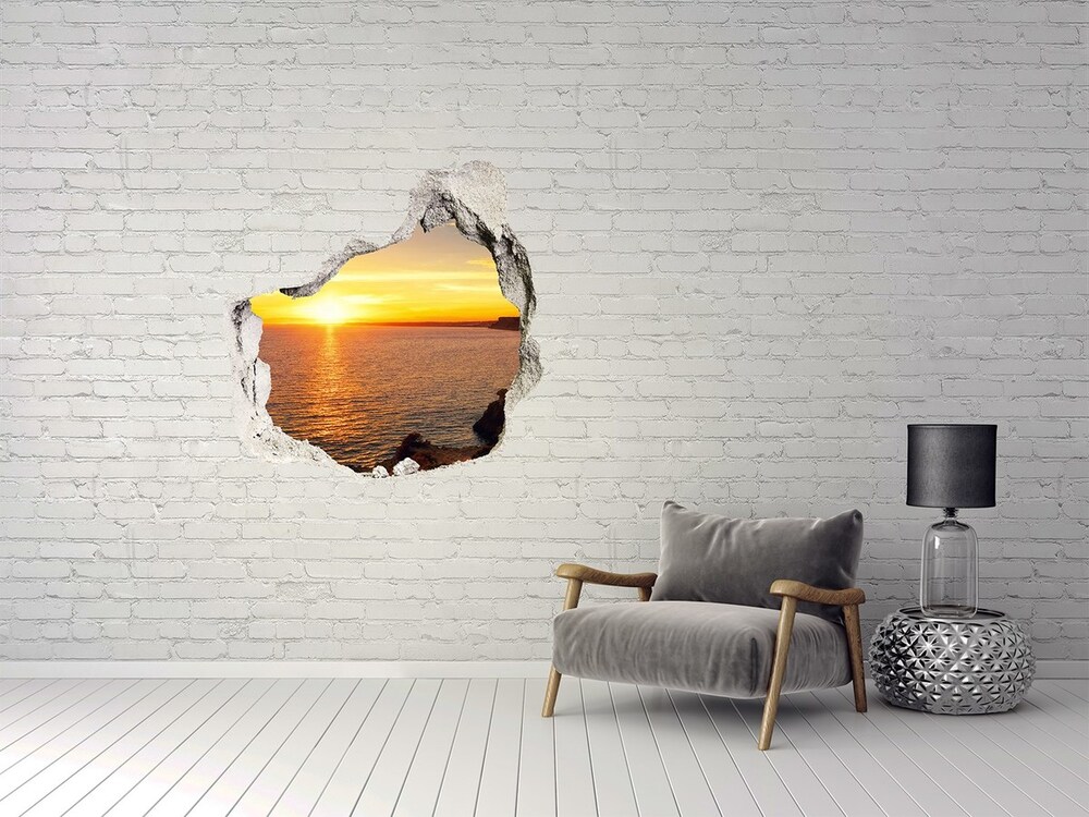 Hole in the wall sticker Sunset sea