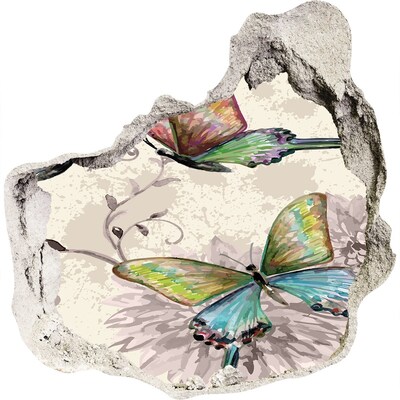 Hole in the wall sticker Butterflies and flowers