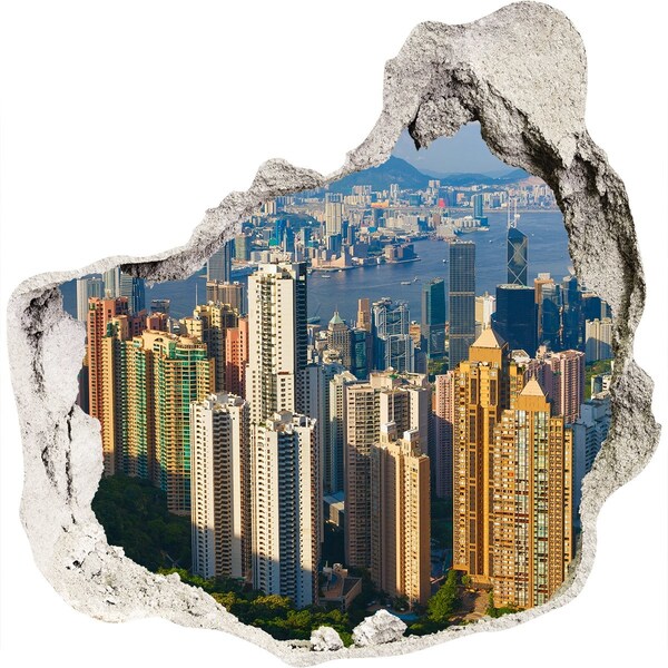 Hole in the wall decal View of Hong Kong