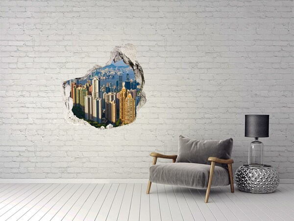 Hole in the wall decal View of Hong Kong