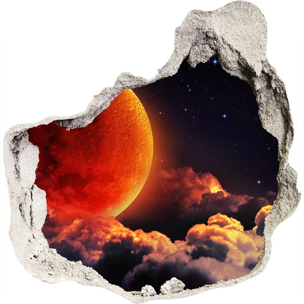 Hole in the wall decal Moonlit night in the clouds