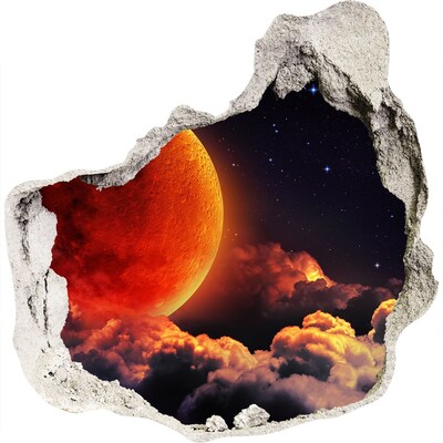 Hole in the wall decal Moonlit night in the clouds