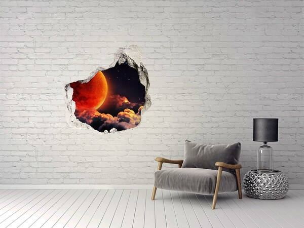 Hole in the wall decal Moonlit night in the clouds