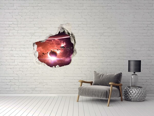 Hole wall sticker Space Journey Through a Hole in the Wall