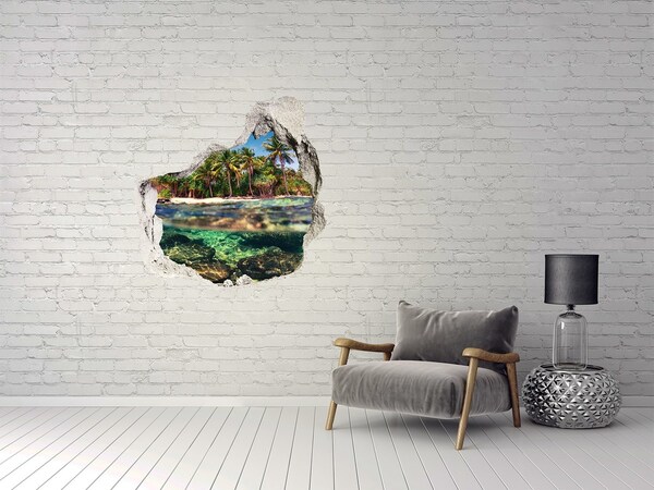 Hole in the wall sticker Tropical paradise behind the wall