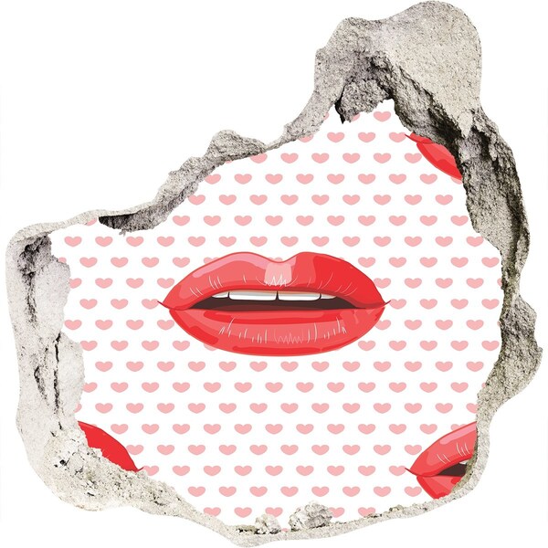 Hole in the wall decal Lips in hearts