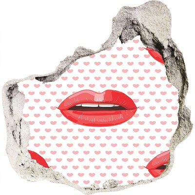 Hole in the wall decal Lips in hearts