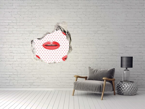 Hole in the wall decal Red lips