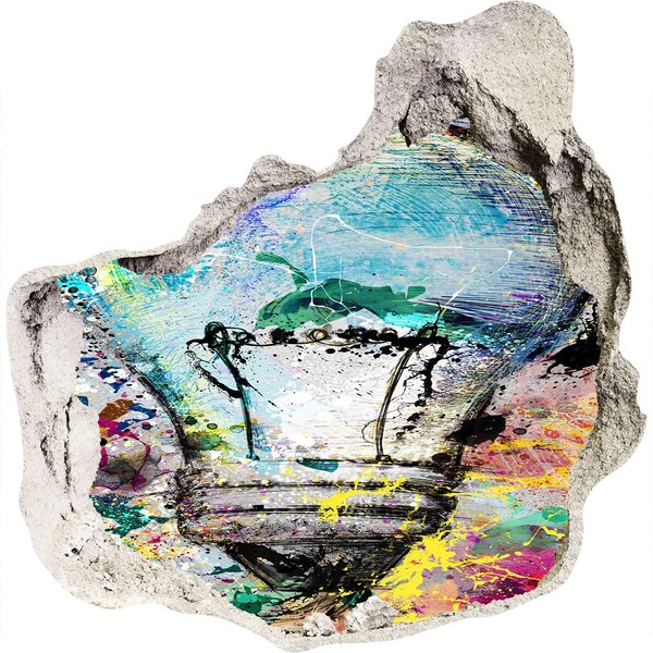 3D wall hole A damaged wall with a lamp