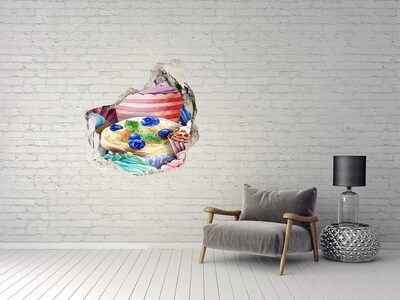 Hole wall sticker Colorful muffins